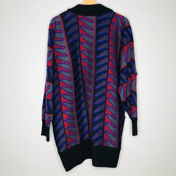 Khunming Sweater Cardigan Knit Shawl open Neck kimono southwest Jacket flames - Picture 7 of 10